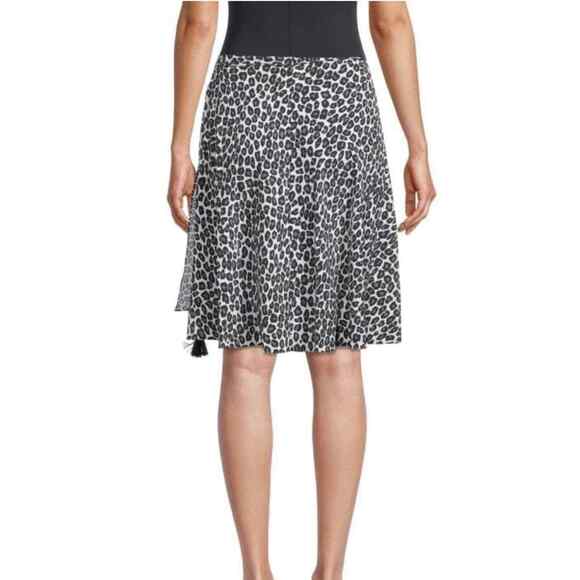 New $270 MICHAEL KORS COLLECTION Leopard Tassel Wrap Skirt Cocktail Black M - Picture 2 of 9